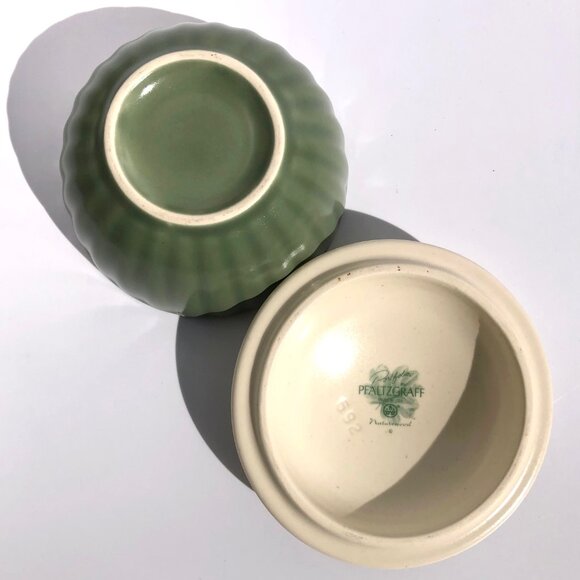 Pfaltzgraff Naturewood Votive Candle Bowl Trinket Dish Lid Beehive Bee Green 592 - Picture 12 of 16